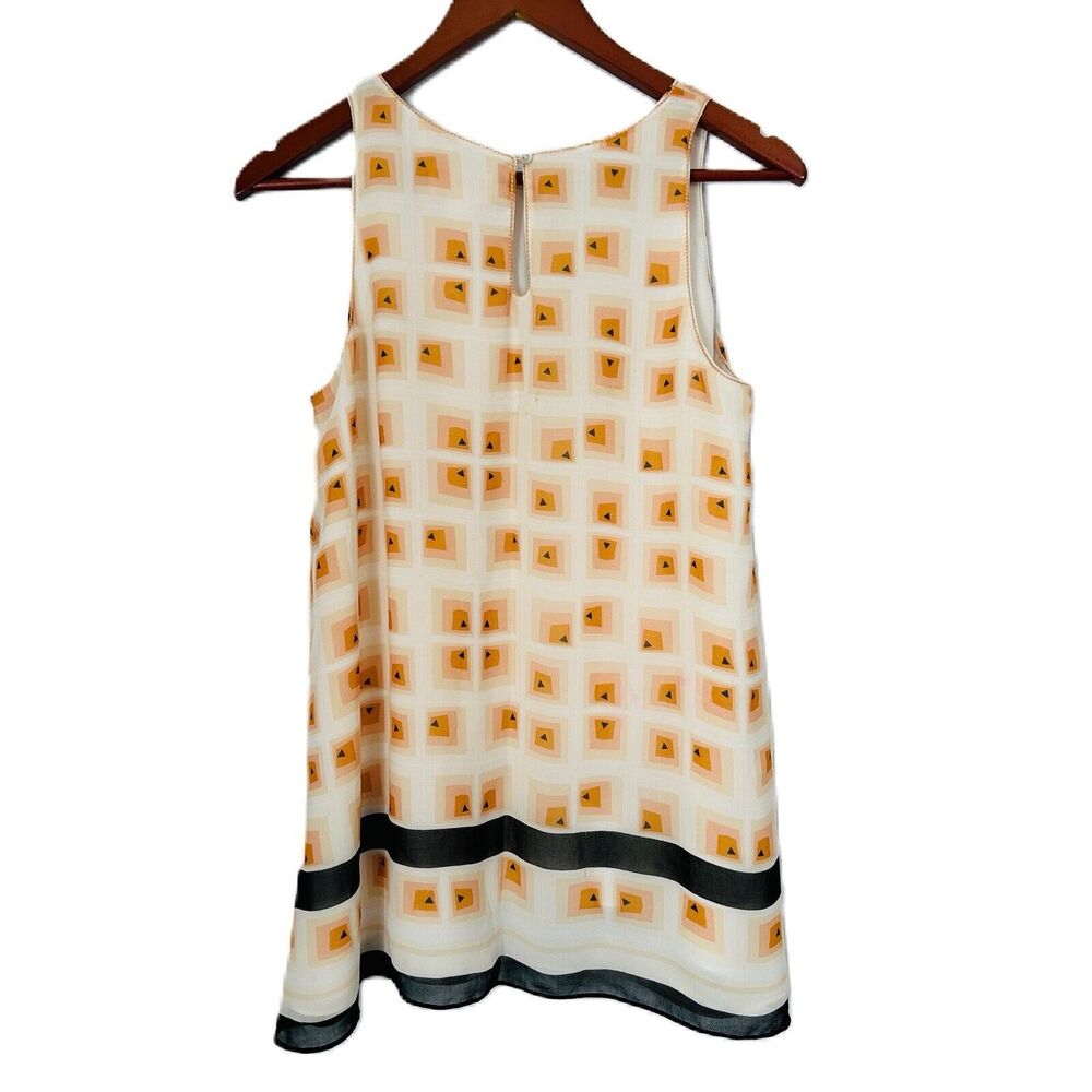Max Studio Specialty Product Top Women S Black Beige Peach Geometric Vacay Retro - Picture 2 of 13